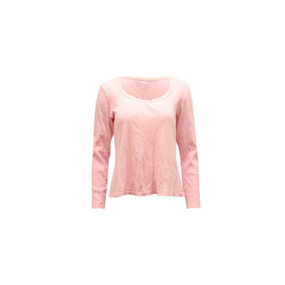 Ralph Lauren Lace Trimmed Scoop Neck Sweater in Pink Cotton
